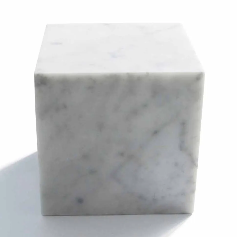 Cubo Fermacarte Design in Marmo Bianco di Carrara Satinato Made in Italy - Qubo