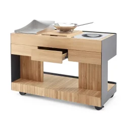 Cucina da Esterno 141x70x93 cm Realizzata in Teak Massiccio e Alluminio - Stilosa