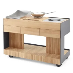 Cucina da Esterno 141x70x93 cm Realizzata in Teak Massiccio e Alluminio - Stilosa