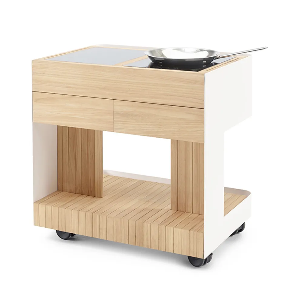 Cucina da Esterno 96x70x93 cm Realizzata in Teak Massiccio e Alluminio - Raffinata