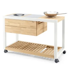 Cucina da Esterno 140x65x93 cm Realizzata in Teak Massiccio e Alluminio - Conviviale