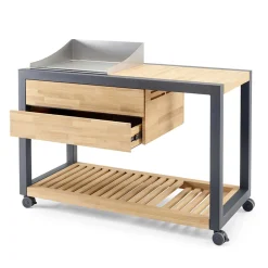 Cucina da Esterno 140x65x93 cm Realizzata in Teak Massiccio e Alluminio - Conviviale