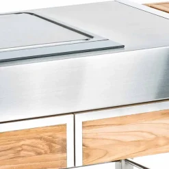 Cucina su Ruote da Esterno in Acciaio e Legno con Teppanyaki - Buoncalliope