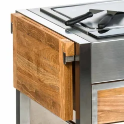 Cucina su Ruote da Esterno in Acciaio e Legno con Teppanyaki - Buoncalliope
