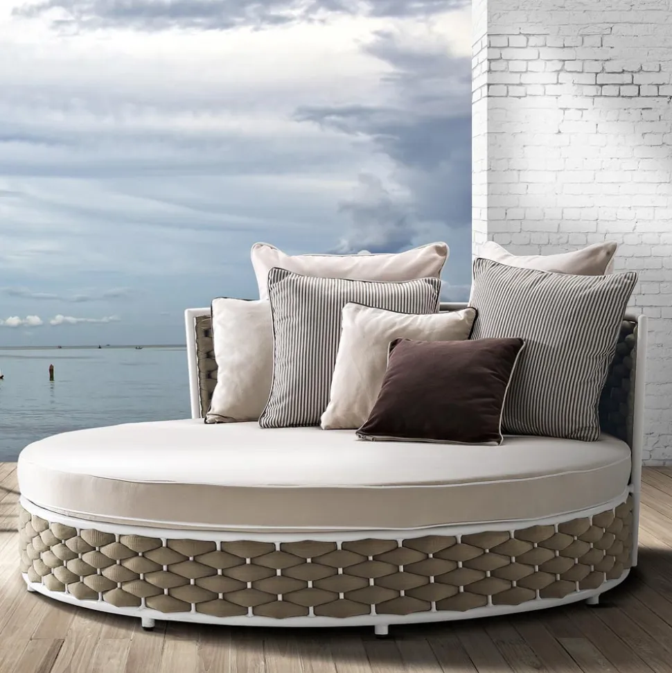 Daybed da Esterno in Alluminio e Tessuto Intrecciato a Mano - Reda