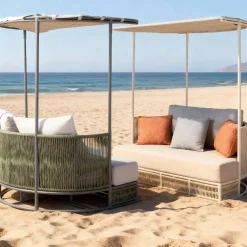 Daybed da Giardino in Teak, Alluminio, Corda ROPE+ e Cuscini - Arcangelo