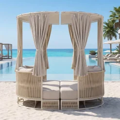 Daybed da Giardino in Teak, Alluminio, Corda ROPE+ e Cuscini - Arcangelo