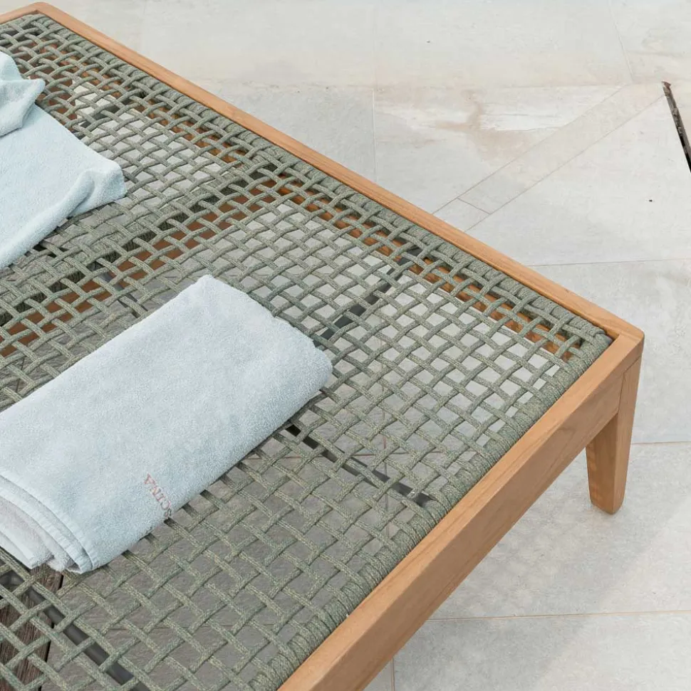 Daybed da Giardino in Teak, Alluminio, Corda e Cuscini - Jacub