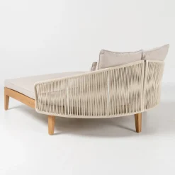 Daybed da Giardino in Teak, Alluminio, Corda e Cuscini - Jacub