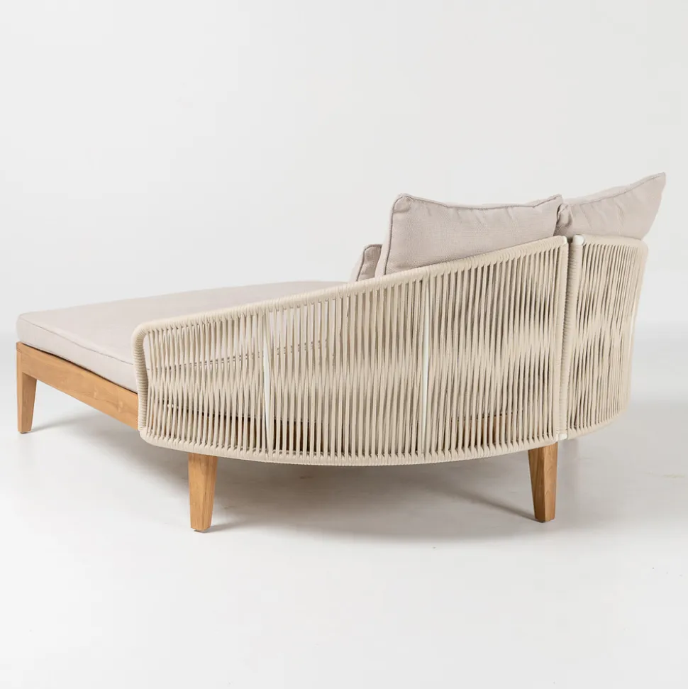 Daybed da Giardino in Teak, Alluminio, Corda e Cuscini - Jacub