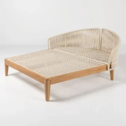 Daybed da Giardino in Teak, Alluminio, Corda e Cuscini - Jacub