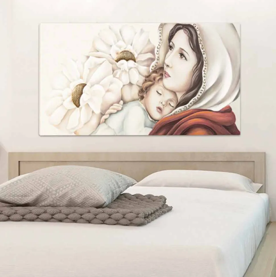 Dipinto moderno madre con bambino decori in foglia oro Scott