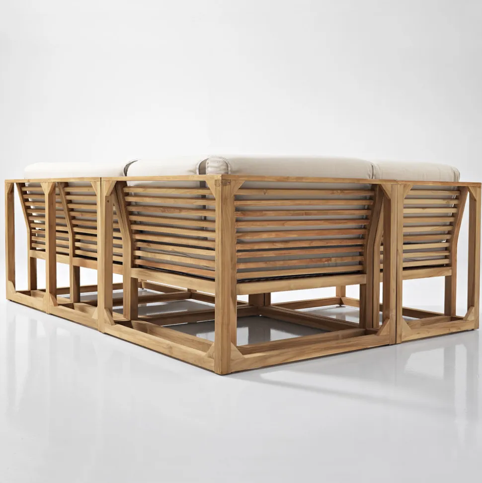 Divanetto da Esterno in Teak Naturale e Cuscini - Circe