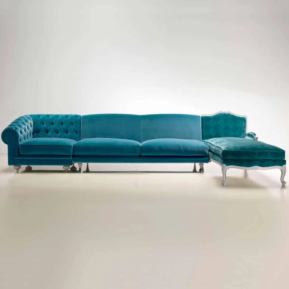 Divano ad angolo design classico di lusso, made in Italy, Narciso