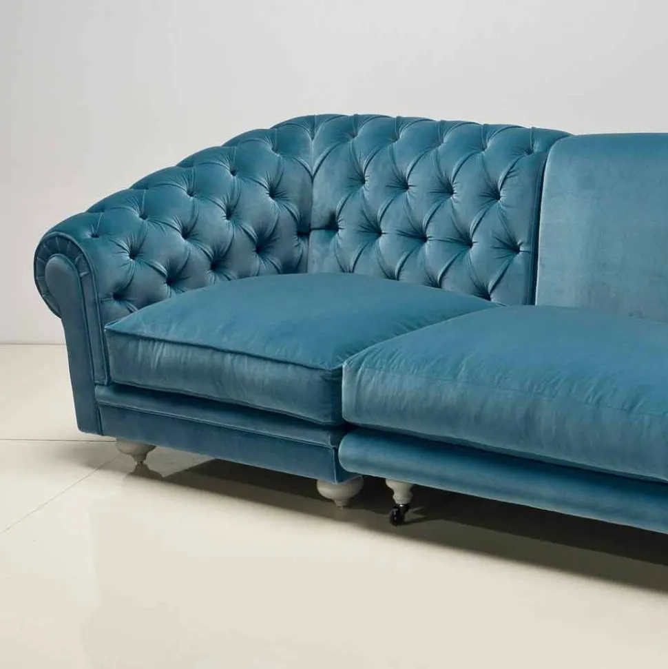 Divano ad angolo design classico di lusso, made in Italy, Narciso