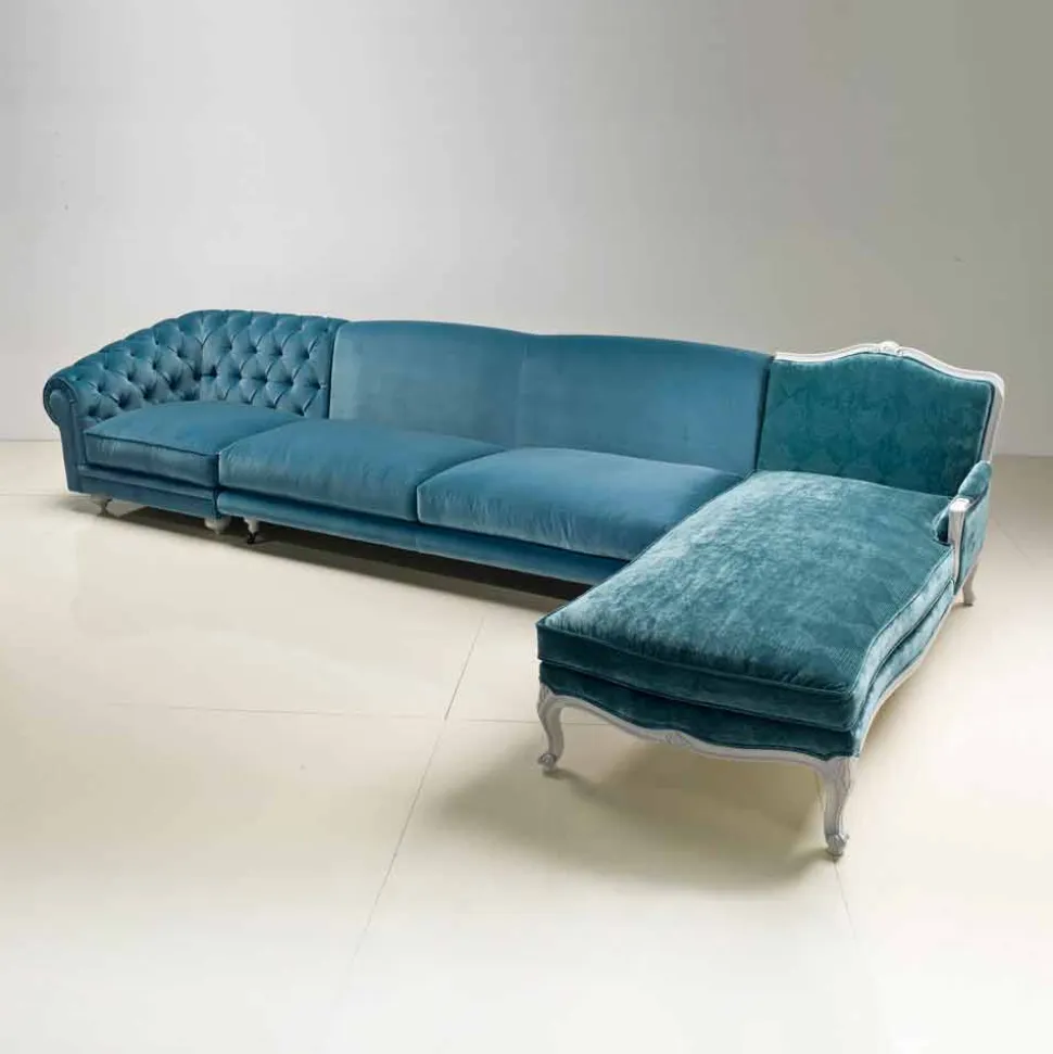 Divano ad angolo design classico di lusso, made in Italy, Narciso