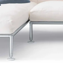 Divano Angolare da Esterno Design Moderno in Tessuto Tortora o Bianco - Ontario3