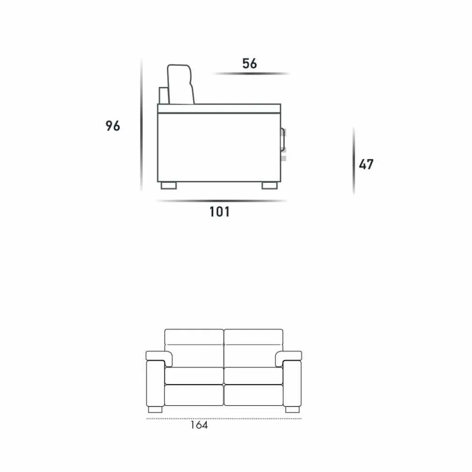 Divano a 2 posti di design in tessuto o ecopelle Lilia, made in Italy