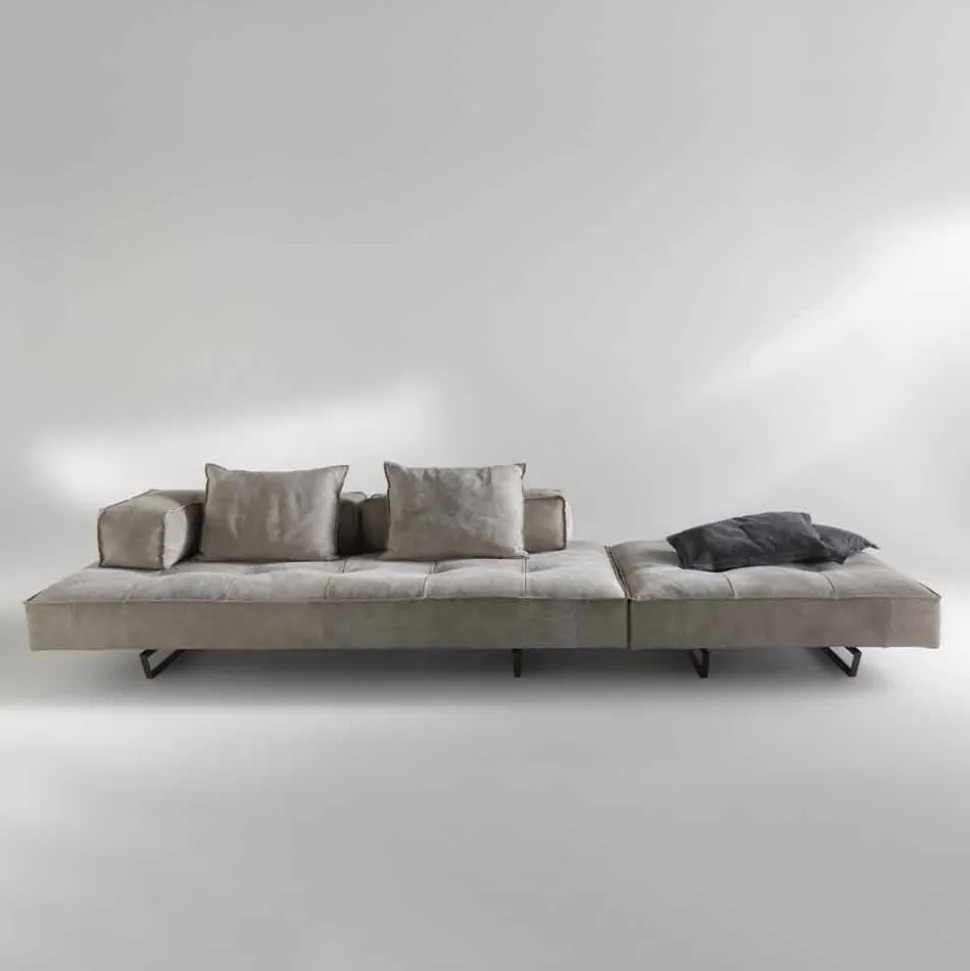 Divano componibile design moderno Cardo, rivestimento in pelle
