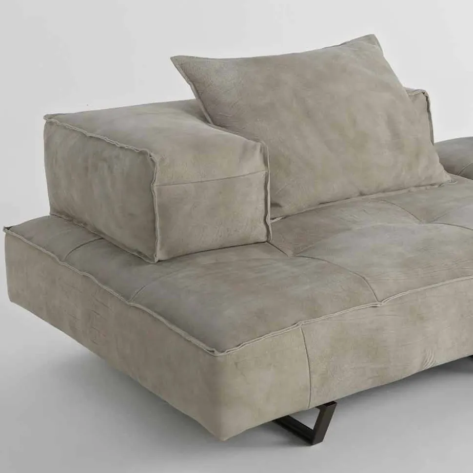 Divano componibile design moderno Cardo, rivestimento in pelle