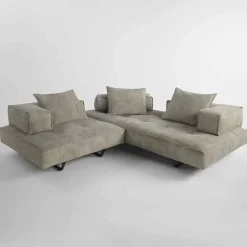 Divano componibile design moderno Cardo, rivestimento in pelle