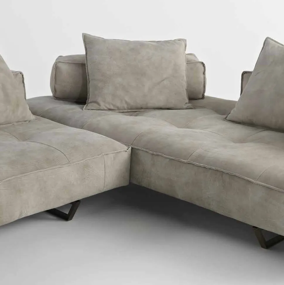 Divano componibile design moderno Cardo, rivestimento in pelle