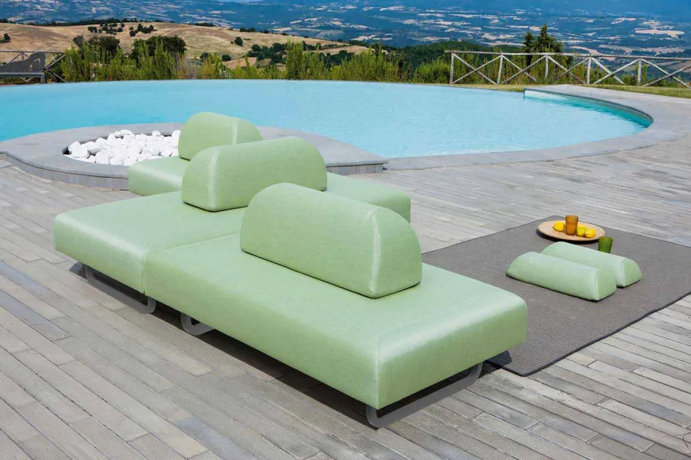 Divano da Esterno a 2 Posti in Tessuto e Metallo di Design Made in Italy - Selia