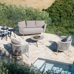 Divano da Giardino in Acciaio Inox e Schienale in Corda - Luxura