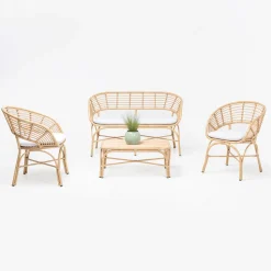 Divano da Giardino in Alluminio e Intreccio in Polyrattan e Cuscino - Ellide