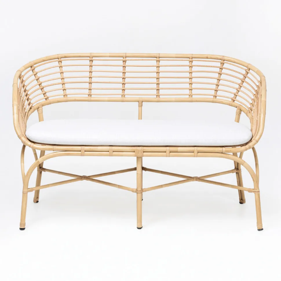 Divano da Giardino in Alluminio e Intreccio in Polyrattan e Cuscino - Ellide