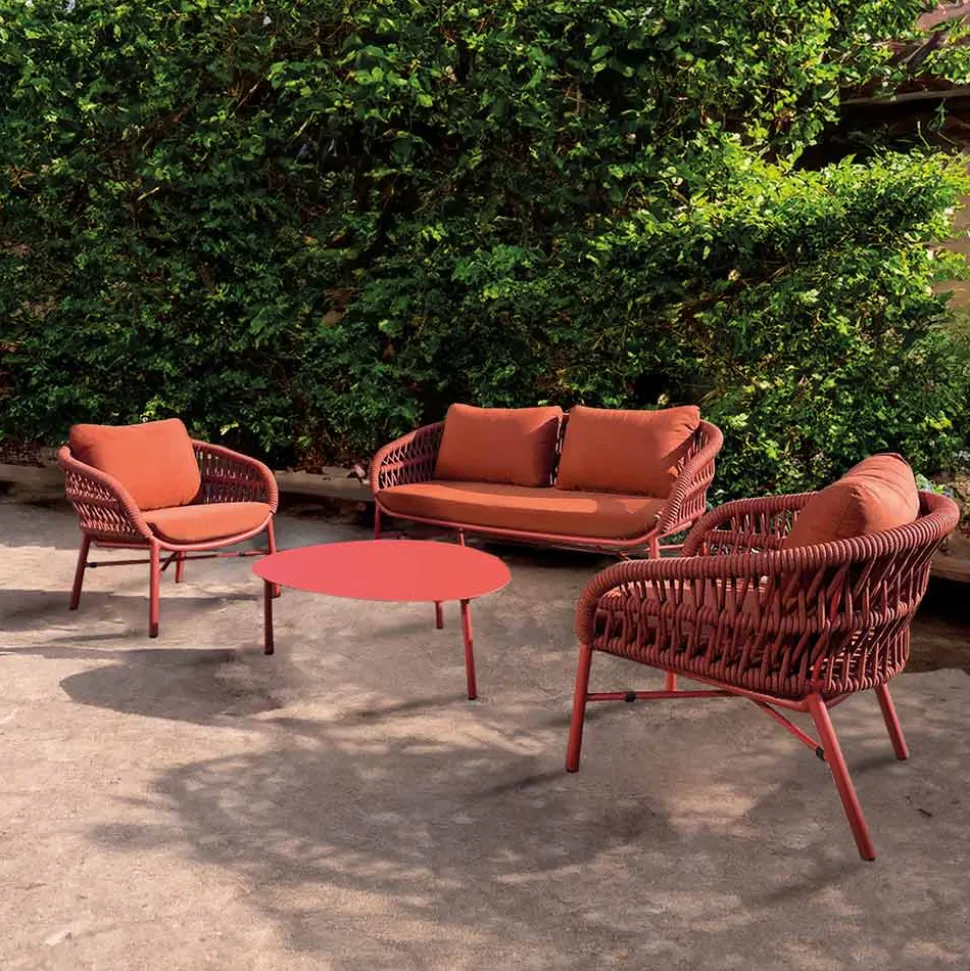 Divano da Giardino in Alluminio, Corda e Tessuto Marsala o Bianco - Brise