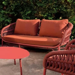 Divano da Giardino in Alluminio, Corda e Tessuto Marsala o Bianco - Brise
