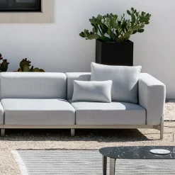 Divano da Giardino 3 Posti con Chaise Longue in Alluminio e Tessuto - Filomena