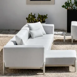 Divano da Giardino 3 Posti con Chaise Longue in Alluminio e Tessuto - Filomena