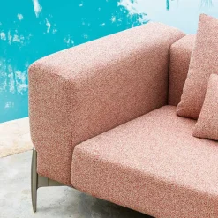 Divano da Giardino 3 Posti con Pouf di Lusso in Alluminio e Tessuto - Filomena