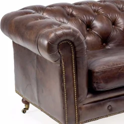 Divano da Salotto da 2 o 3 Posti in Cuoio Vintage Effetto Invecchiato - Timbro