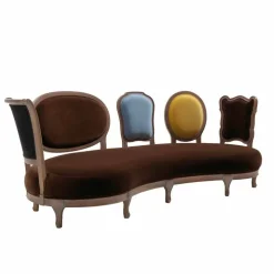 Divano design lusso, 5 schienali in legno massello,made in Italy,Manno