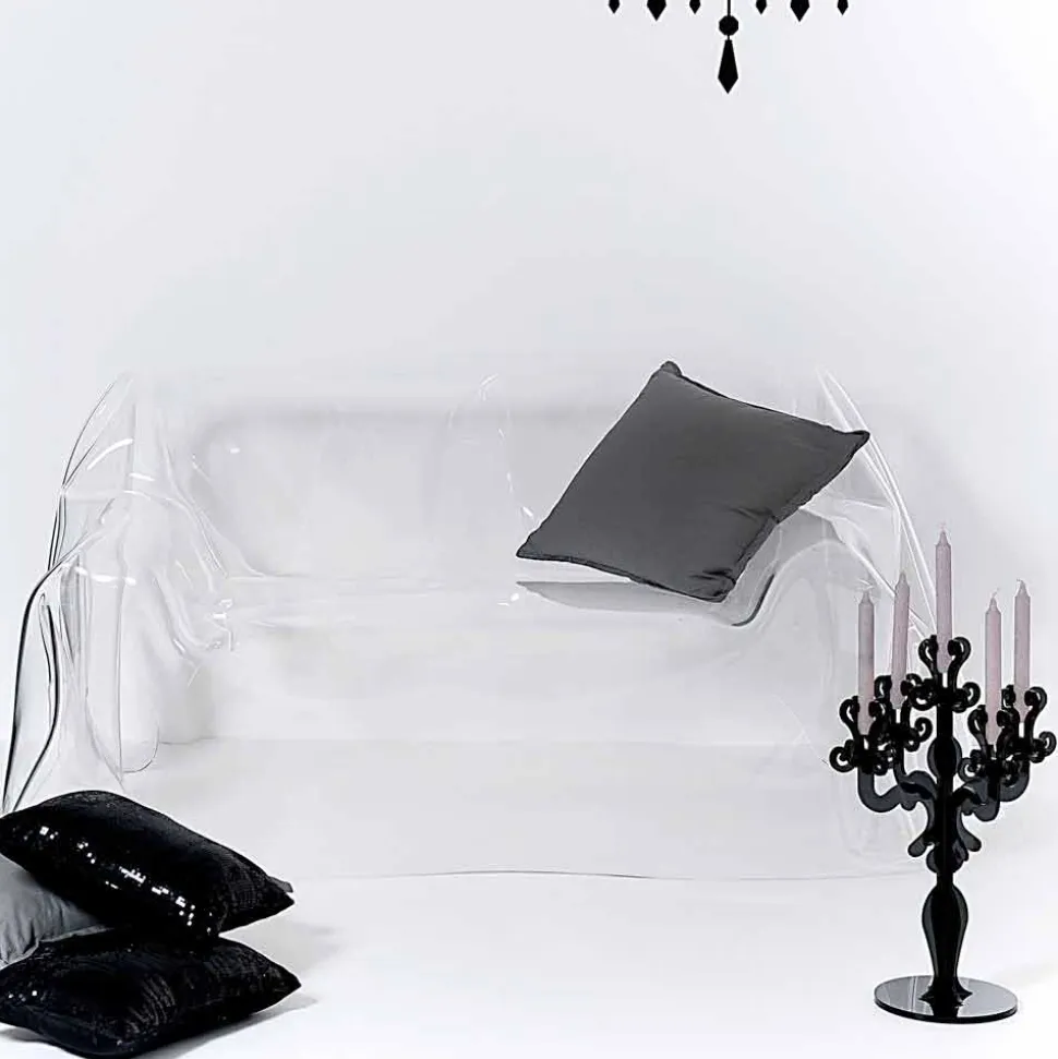Divano design moderno in plexiglass trasparente Jolly, made in Italy