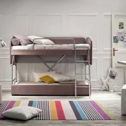 Divano Letto a Castello Moderno in Tessuto Marrone Realizzato in Italia - Pont