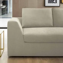 Divano Letto Angolare di Design in Tessuto Beige Realizzato in Italia - Ortensia