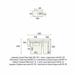 Divano Letto Angolare di Design in Tessuto Beige Realizzato in Italia - Ortensia