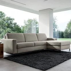 Divano Letto con Penisola in Metallo e Poliuretano Made in Italy - Folle