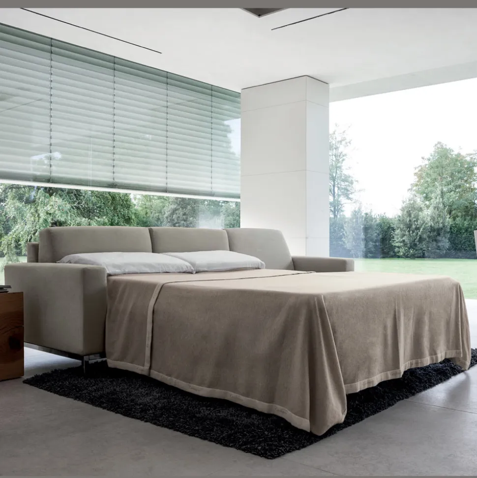 Divano Letto con Penisola in Metallo e Poliuretano Made in Italy - Folle