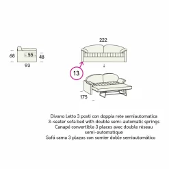 Divano Letto Moderno Rivestito in Tessuto Bicolore Realizzato in Italia - Kayla