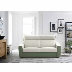 Divano Letto Moderno Rivestito in Tessuto Bicolore Made in Italy - Begonia