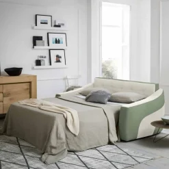 Divano Letto Moderno Rivestito in Tessuto Bicolore Made in Italy - Begonia