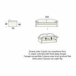 Divano Letto Singolo con Contenitore Rivestito in Tessuto Made in Italy - Kayla