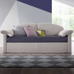 Divano Letto Singolo con Contenitore Rivestito in Tessuto Made in Italy - Kayla