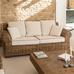 Divano 2 o 3 Posti Outdoor in Abaca con Cuscini – Lagertha