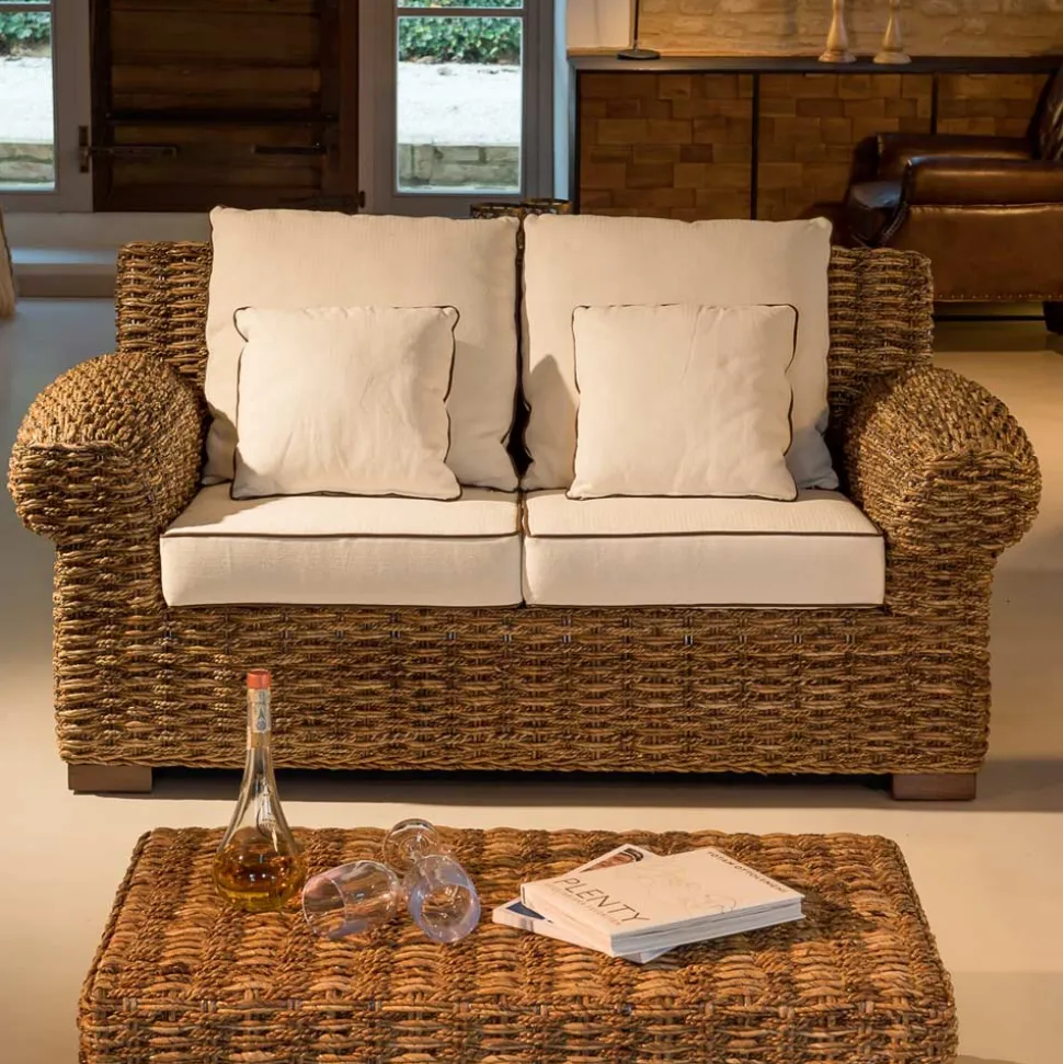 Divano 2 o 3 Posti Outdoor in Abaca con Cuscini – Lagertha